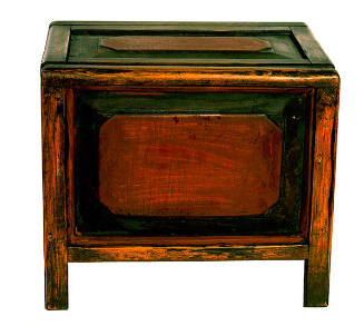 Large carved chest with hinged lid