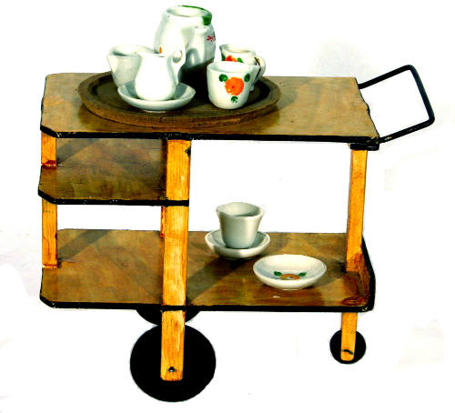 Miniature teacart and tea set