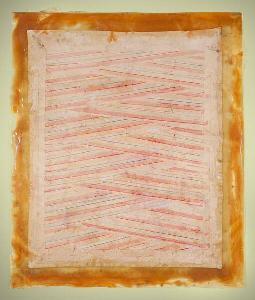 Edward Moses, Untitled, 1972, Polyester resin and powdered pigment on cotton duc. Collection of…