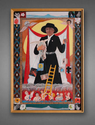 Devotion to the Arts), 1997, oil on board. Collection of the New Mexico Museum of Art. Gift of …