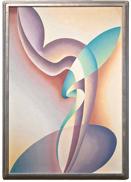 Stuart Walker, Composition No. 57, 1939, oil on canvas. Collection of the New Mexico Museum of …