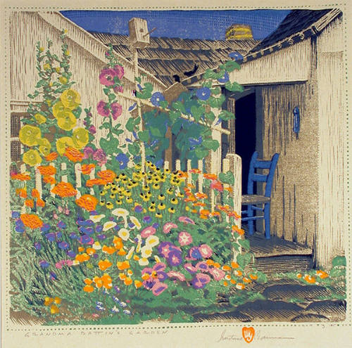 Gustave Baumann, Grandma Battin’s Garden, 1927, color woodcut, 12 1/4 x 13 1/8 in. Collection o…