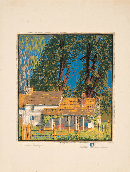 Gustave Baumann, Summer Breezes, 1915, color woodcut, 11 1/8 x 10 in. Collection of the New Mex…