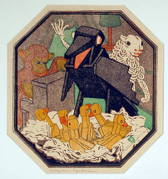 Gustave Baumann, Playroom Symposium, 1915, color woodcut, 11 1/8 x 10 1/4 in. Collection of the…