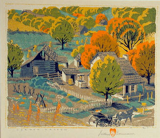 Gustave Baumann, Harden Hollow, 1927, color woodcut, 9 1/8 × 11 1/8 in. Collection of the New M…