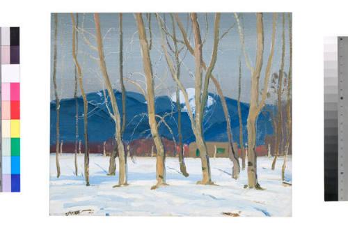 Victor Higgins, Untitled (Adobe House with Tree and Mountains), n.d., oil on canvas, 9 ½ x 11 ¾…