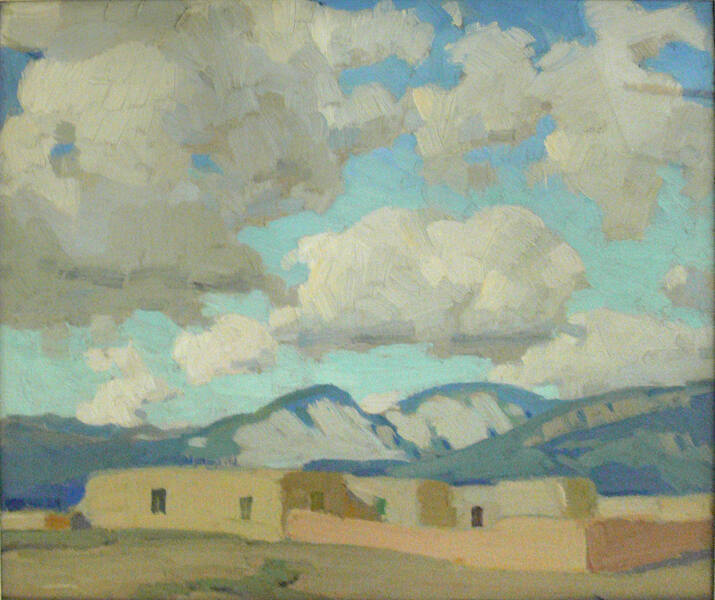 Untitled (Adobe House with Clouds)