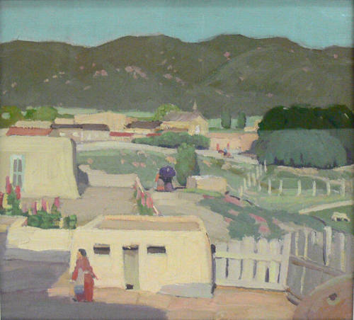 Untitled (Adobe House with Woman in Red)