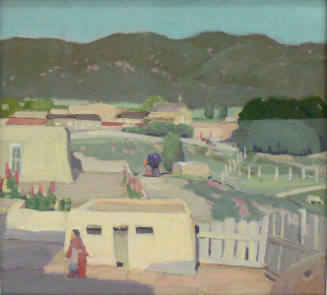 Untitled (Adobe House with Woman in Red)
