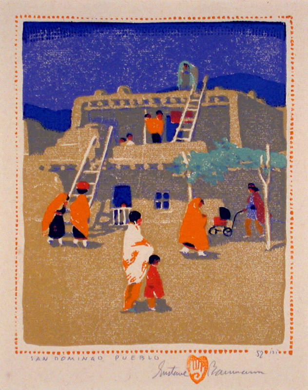 Gustave Baumann, San (Santo) Domingo Pueblo, 1924, color woodcut, 7 3/8 x 6 1/8 in. Collection …