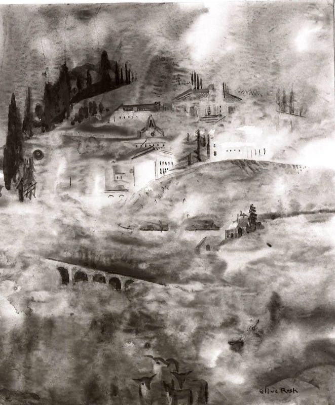 Olive Rush, Viaducts and Villages, circa 1954, watercolor on paper, 15 1/2 x 13 in. Collection …