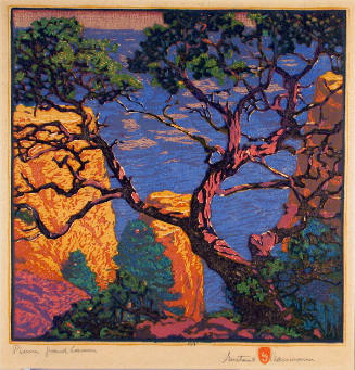 Gustave Baumann, Piñon - Grand Canyon, 1921, color woodcut, Image: 12 3/4 x 12 3/4 in. (32.4 x …