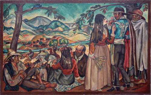 Spanish Family Scene (Mural for the Santa Fe Country Club)