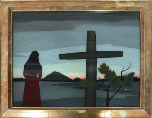 Rebecca Salsbury (Strand) James, Watching Woman, n.d., oil on glass, 18 x 21 in. Collection of …