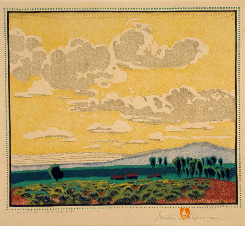 Gustave Baumann, White Desert, 1928, color woodcut, 9 1/2 × 11 1/8 in.​ Collection of the New M…