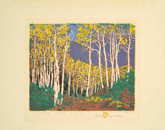 Gustave Baumann, Aspen - Red River, 1925, color woodcut, 9 3/16 x 10 15/16 in. Collection of th…