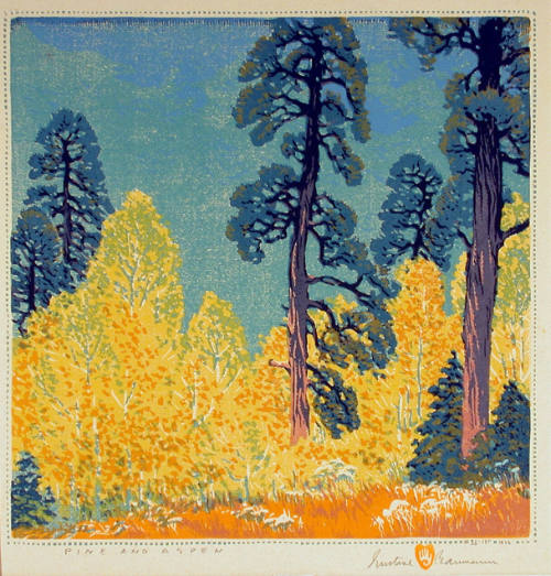 Gustave Baumann, Pine and Aspen, 1923 (printed 1946), color woodcut, 12 3/4 x 12 7/8 in. Collec…
