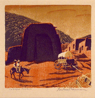 Gustave Baumann, Cordova Church, 1943, color woodcut, Image: 7 3/4 × 7 7/8 in. (19.7 × 20 cm), …