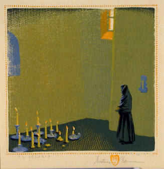Gustave Baumann, El Velorio, 1927, color woodcut, Image: 8 1/8 x 8 1/4 in. (20.6 x 21 cm), Supp…