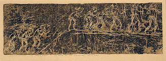 Gustave Baumann, Pictograph of Deer Hunt - El Rito de Los Frijoles Canyon, 1919, color woodcut,…