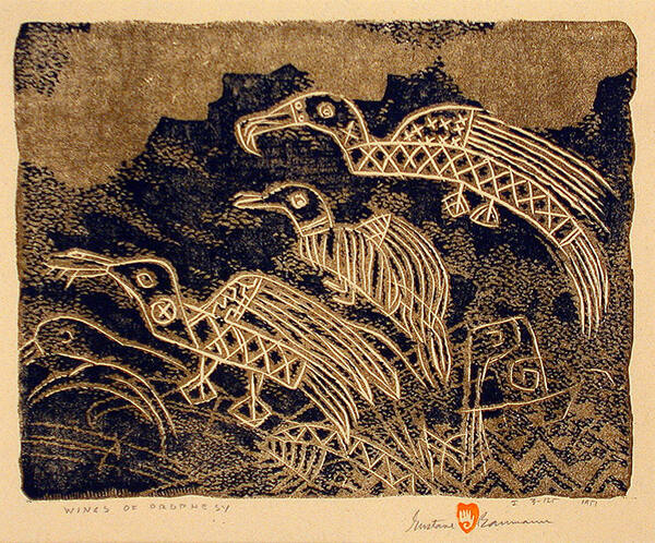 Gustave Baumann, Wings of Prophesy, 1951, color woodcut, Image: 9 7/8 x 12 5/8 in. (25.1 x 32.1…