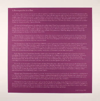 Artist's Statement (from A Retrospective in a Box)