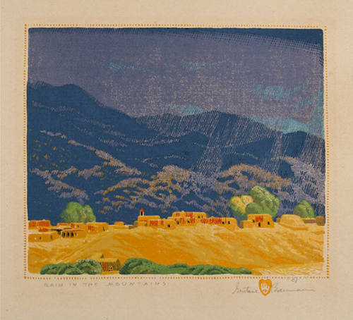 Gustave Baumann, Rain in the Mountains, 1926, color woodcut, 9 5/8 x 11 1/4 in. Collection of t…