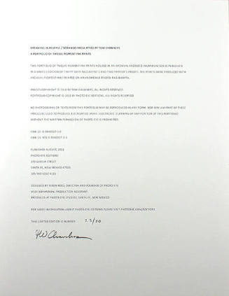 Colophon Page (from Dreaming in Reverse/Soñando Hacia Atrás)