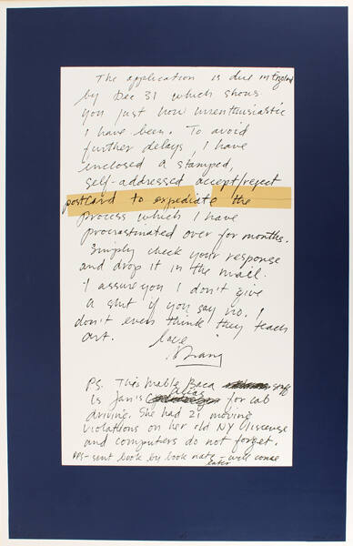 Letter from the Hotel Chelsea Back of Page 3