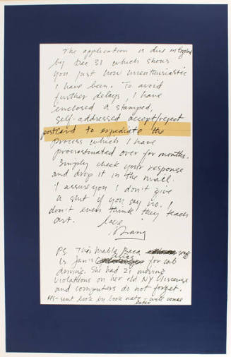 Letter from the Hotel Chelsea Back of Page 3