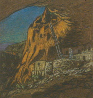 Gustave Baumann, Ceremonial Cave (sketch), ca. 1919, pencil, pastel on paper, 7 x 6 5/8 in. Col…