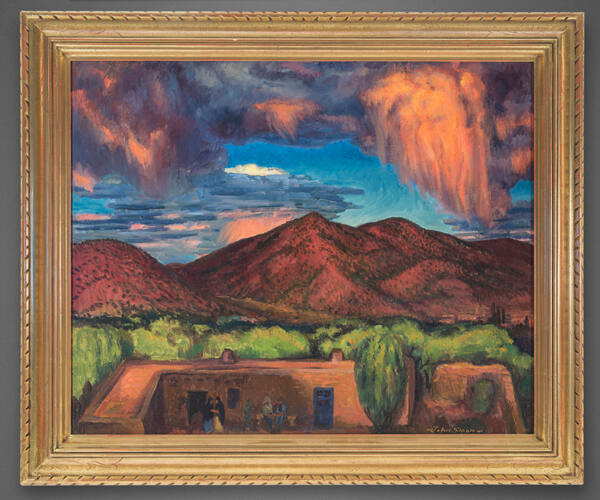 John Sloan, East at Sunset, 1921, oil on canvas, 26 × 31 1/4 in. Collection of the New Mexico M…