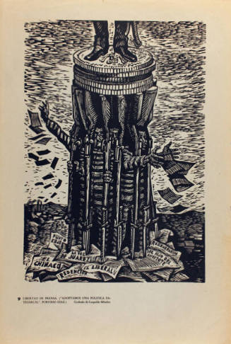 Plate 9: Libertad de prensa (“Adoptamos una política patriarcal” -Porfirio Díaz) (from the portfolio Estampas de la Revolución Mexicana)