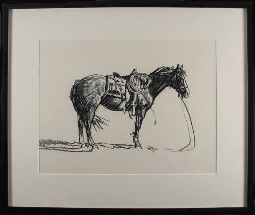 Robert Lougheed, Untitled (Horse Sketch II), n.d., charcoal on paper, 10 × 13 1/4 in.  Collecti…