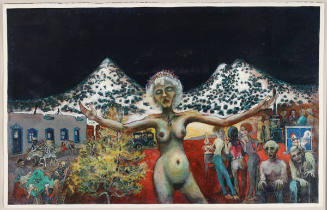Jerry R. West, A Hal West Showing at Cerrillos Flats, 1982, acrylic on paper, 24 × 38 in. Colle…