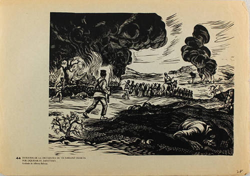 Plate 44: Intentos de la dictadura de Victoriano Huerta por liquidar el Zapatismo (from the portfolio Estampas de la Revolución Mexicana)