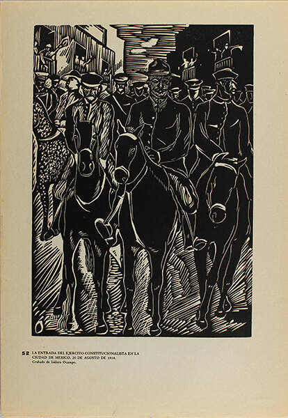 Plate 52:  La entrada del Ejército Constitucionalista en la Ciudad de México,  20 de agosto de 1914 (from the portfolio Estampas de la Revolución Mexicana)
