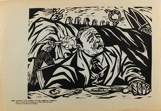 Plate 64: Asesinato del General Álvaro Obregón dirigido por la reacción clerical, 18 de julio de 1928 (from the portfolio Estampas de la Revolución Mexicana)