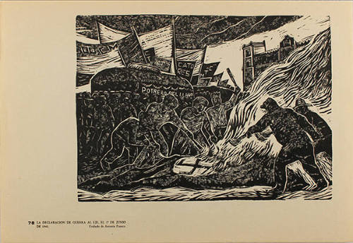 Plate 78:  La declaración de guerra al Eje, 1 de junio de 1942 (from the portfolio Estampas de la Revolución Mexicana)