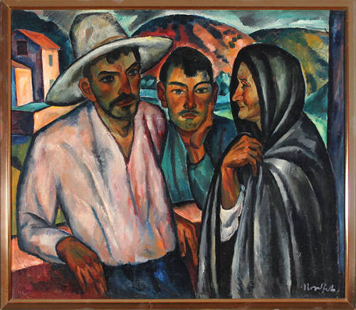 B. J. O. Nordfeldt, La Familia, n.d., oil on canvas, 29 × 34 in. Collection of the New Mexico M…