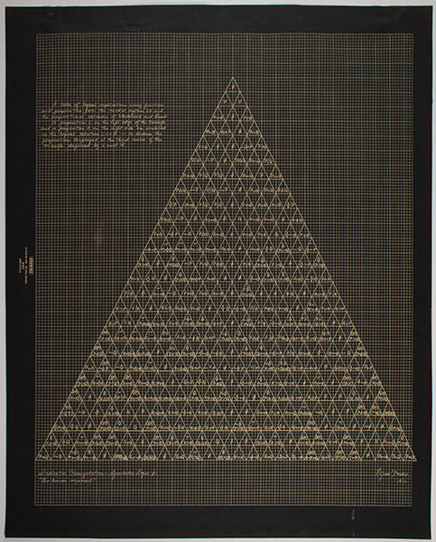 Agnes Denes, Dialectic Triangulation: Symbolic Logic #1, 1970, lithograph, 21 ¼ x 17 ¼ in. Coll…