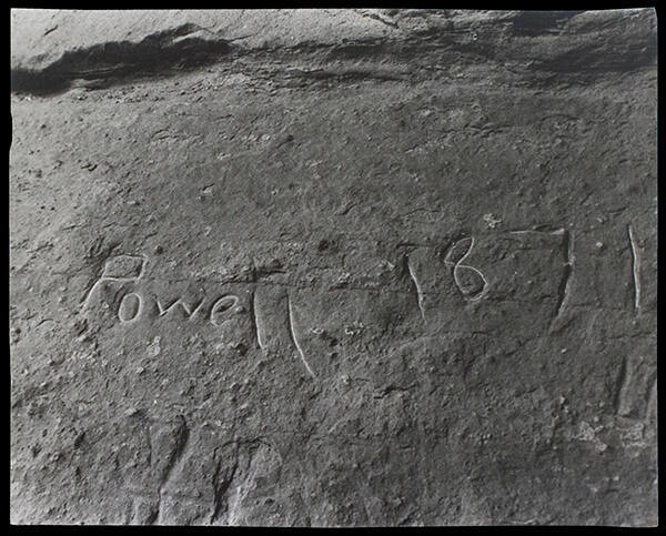 Todd Webb, Carving in Music Temple, Glen Canyon, 1961, gelatin silver print, 7 1/2 × 9 3/4 in. …