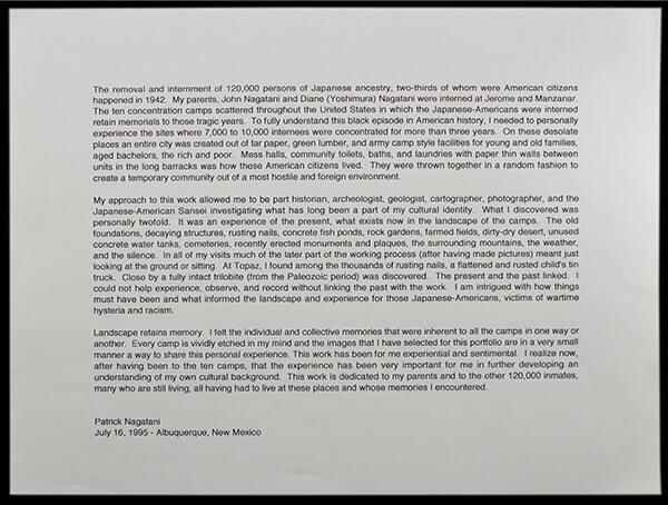 Artist Statement (from the Japanese-American Concentration Camps series)