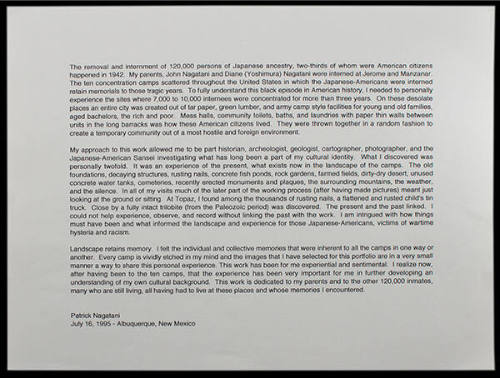 Artist Statement (from the Japanese-American Concentration Camps series)