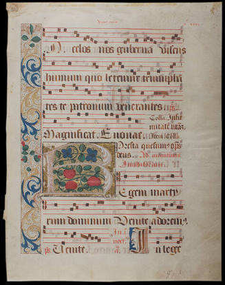 Leaf from Gradual: Initial B With Strawberries And Flowers