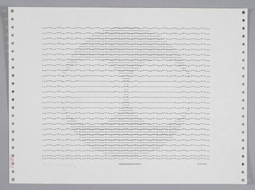 Frederick Hammersley, UNDERNOURISHED, 1969, computer‐generated drawing on paper, 11 x 15 inches…