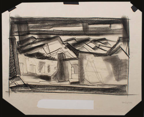 Adobe and Wild Plums (Preliminary Sketch)