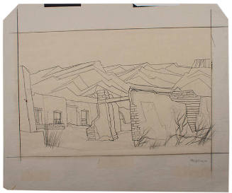 Adobe and Wild Plums (Transfer Sketch)