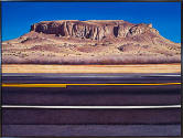 Woody Gwyn, Highway and Mesa, 1982, oil with alkyd resins on linen, 60 x 78 in. Collection of t…