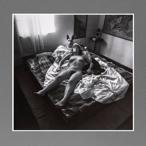 Untitled (Nude woman and dog on bed)